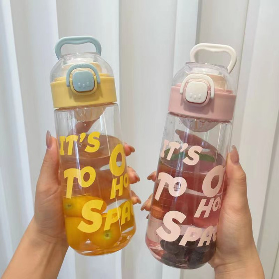 女生高顏值大容量水杯茶隔塑料杯學生簡約便攜式水杯