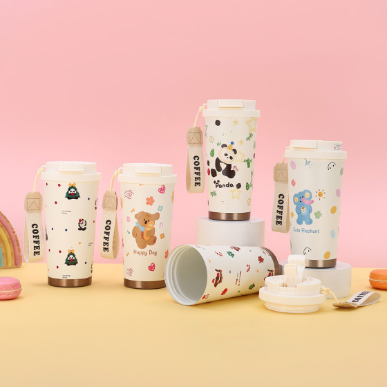 不鏽鋼保溫杯高顏值陶瓷內膽雙飲咖啡杯戶外便攜手提水杯